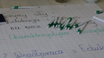 Zbliżenie na planszę z ręcznie pisanym tekstem 